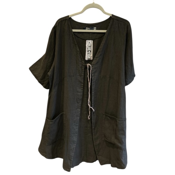 Blue Fish Tops - NWT BLUE FISH 5306 Contrast Cardi Faded Iron-U Linen 0